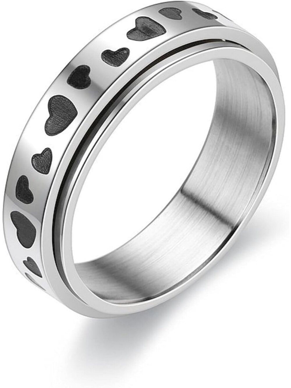 Stainless Steel Spinner Moon Star Ring for Women Men Heart Cat Fidget Anxiety Ro